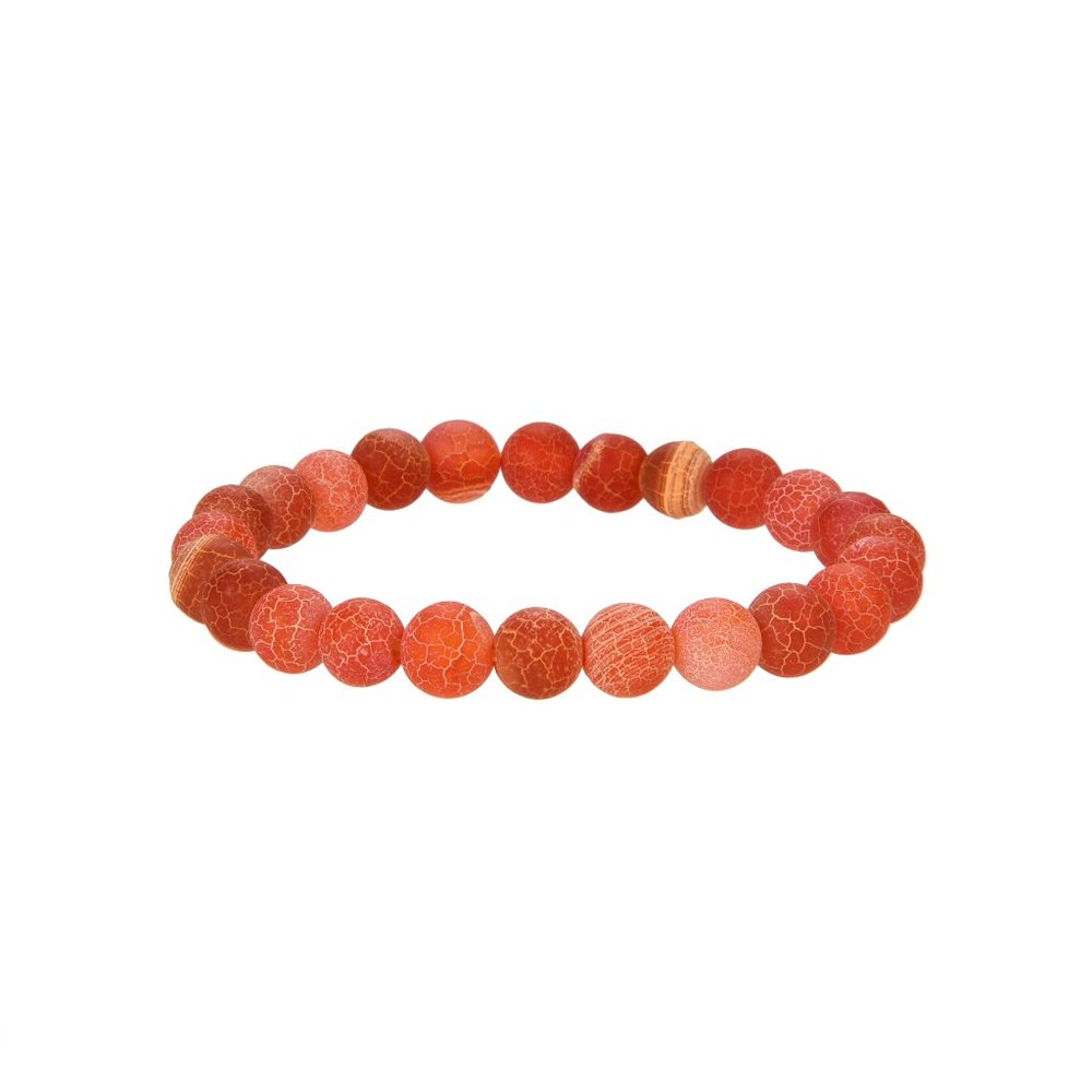 Frosted Orange Agate Gemstone Bracelet 8mm